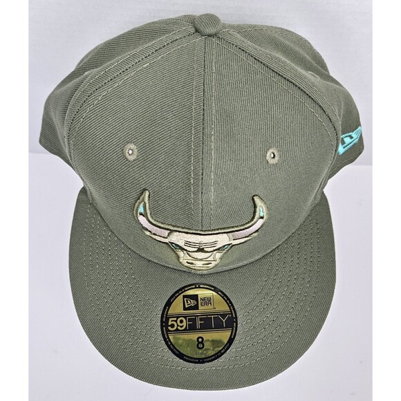 New ERA 59Fifty Chicago Bulls Fitted Hat Cap Rare Green Size 8 NEW With Tags - Picture 2 of 8